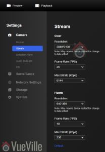 Review - Reolink RLC-824A - Web Admin - Stream Settings - VueVille